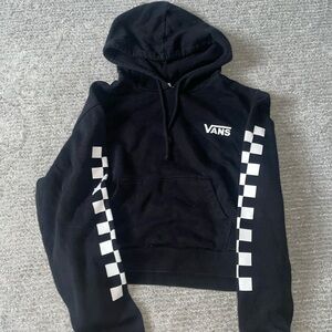 Black and white race checkered vans cropped hoodie